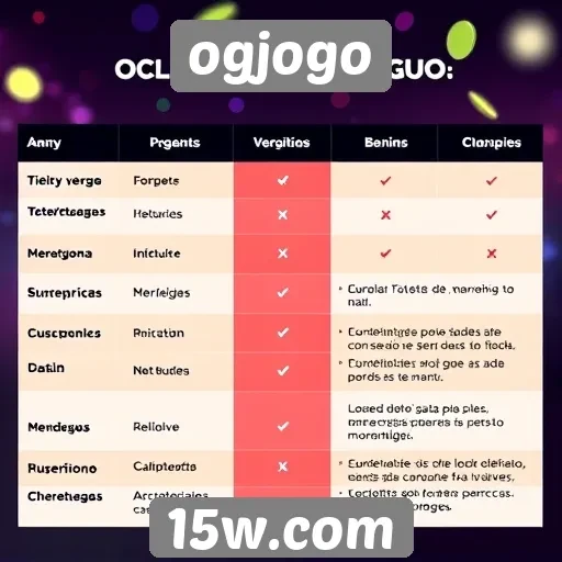Comparativo entre ogjogo e outros sites de jogos
